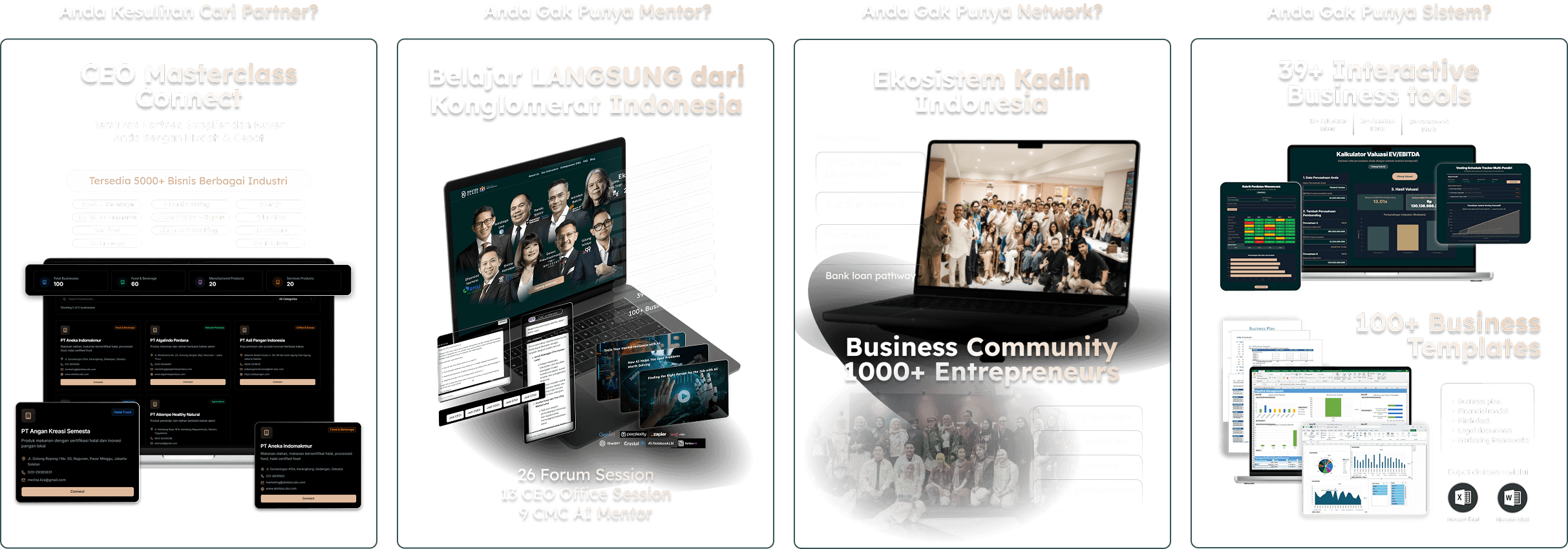 CEO Masterclass resources for partners, mentors, networks, and business systems